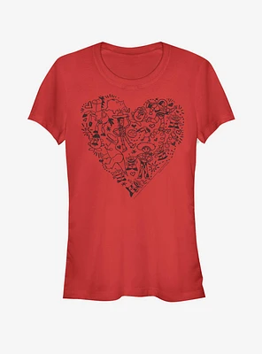 Disney Pixar Toy Story Group Doodle Heart Girls T-Shirt