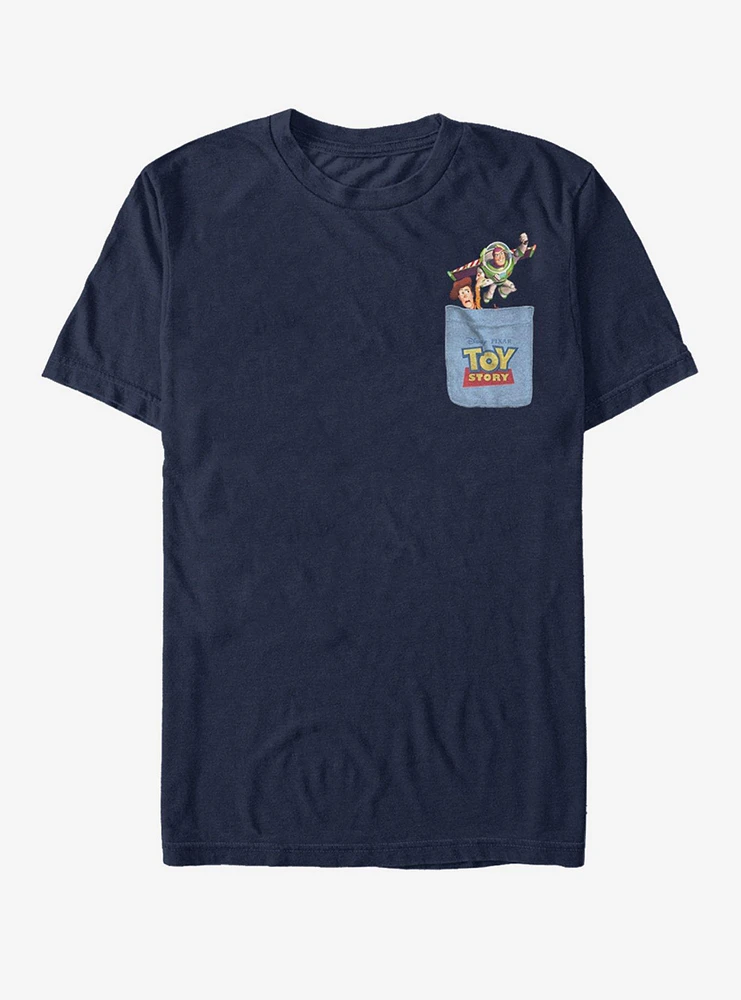 Disney Pixar Toy Story Buzz Woody Faux Pocket T-Shirt