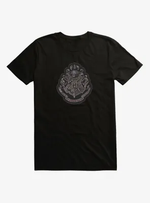 Harry Potter Grayscale Hogwarts Crest T-Shirt