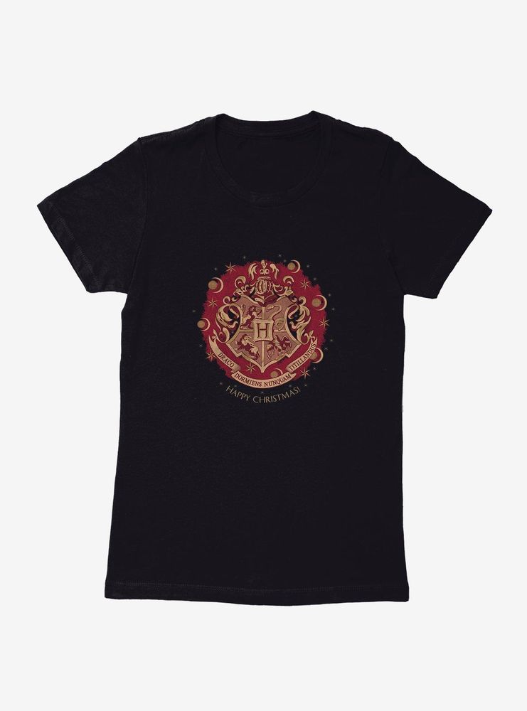 Harry Potter Hogwarts Christmas Crest Womens T-Shirt