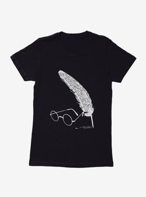 Harry Potter Glasses And Quill Script Womens T-Shirt