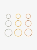 Steel Silver Gold Rose Multi Seamless Nose Hoop 9 Pack