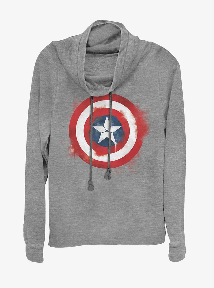 Marvel Avengers: Endgame Captain America Spray Logo Cowlneck Long-Sleeve Womens Top