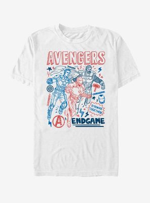 Marvel Avengers: Endgame Earths Mightiest Doodles T-Shirt