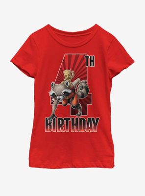 Marvel Guardians of the Galaxy Groot 4th Bday Youth Girls T-Shirt