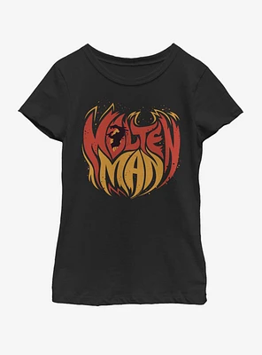 Marvel Spiderman Far From Home Molten Man Flames Youth Girls T-Shirt