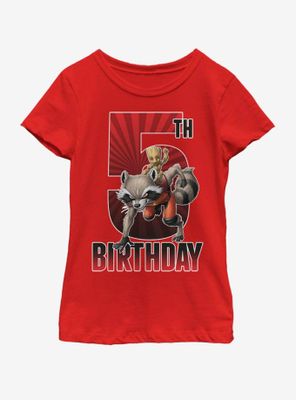 Marvel Guardians of the Galaxy Groot 5th Bday Youth Girls T-Shirt