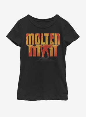Marvel Spiderman Far From Home Molten Man Silhouette Youth Girls T-Shirt