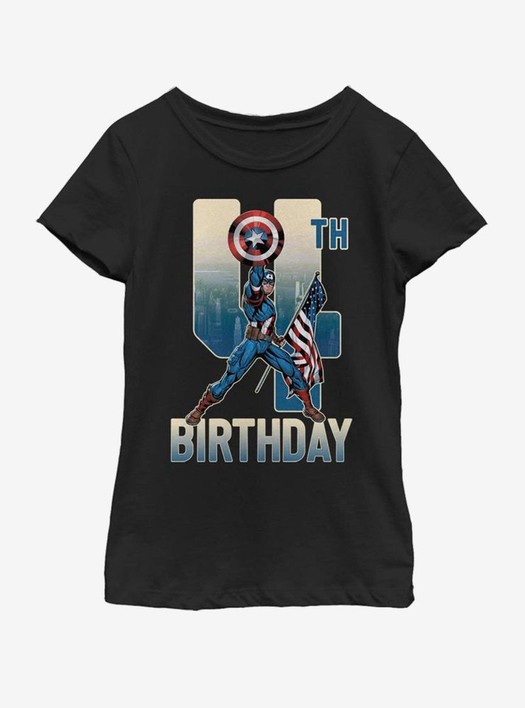 Marvel Capt America 4th Bday Youth Girls T-Shirt