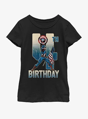 Marvel Capt America 4th Bday Youth Girls T-Shirt