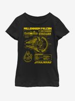 Star Wars Falcon Schematic Youth Girls T-Shirt