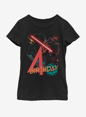 Star Wars Vader 4th Bday Youth Girls T-Shirt