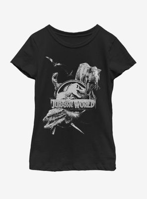 Jurassic Park Dino Collage Youth Girls T-Shirt