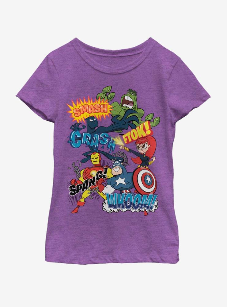 Marvel Sound Effects Retro Youth Girls T-Shirt