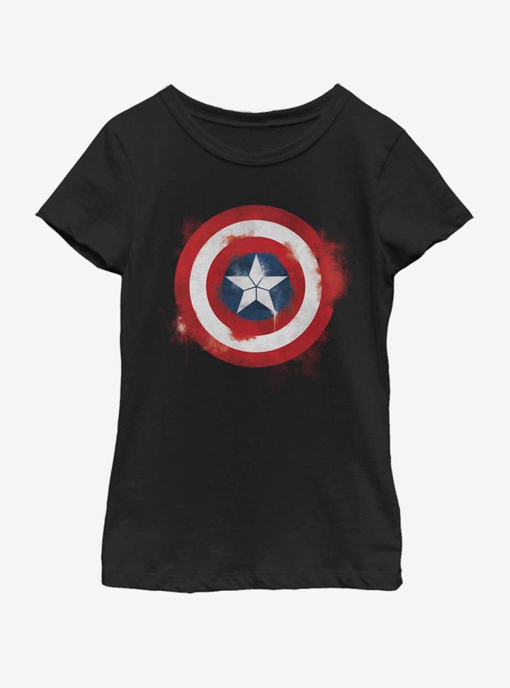 Marvel Avengers: Endgame Captain America Spray Logo Youth Girls T-Shirt