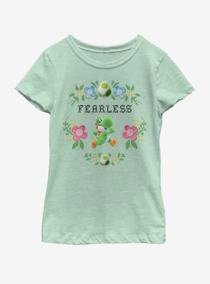 Nintendo Fearless Yoshi Cross Stitch Youth Girls T-Shirt