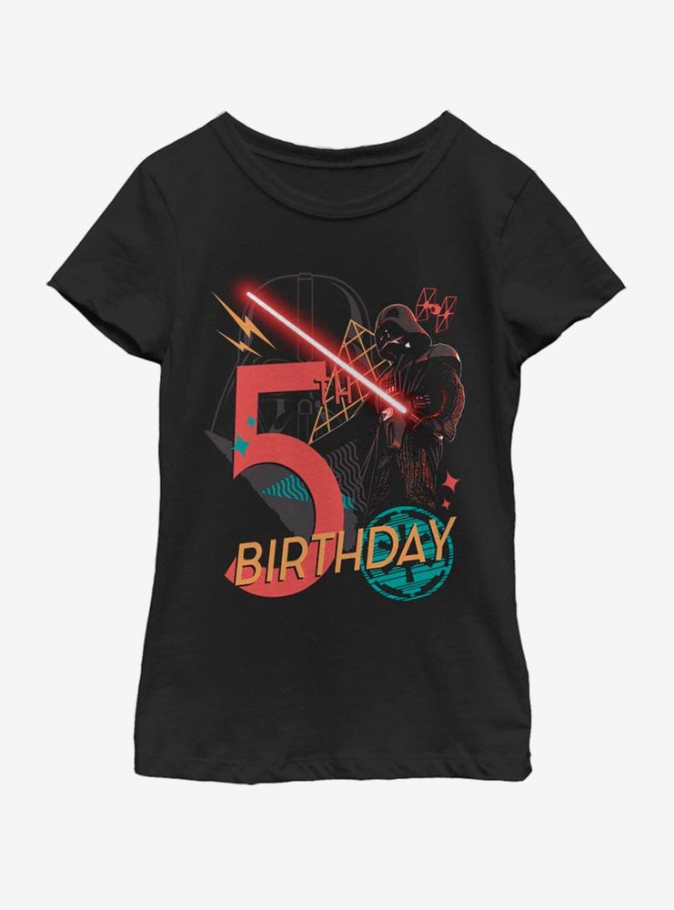 Star Wars Vader 5th Bday Youth Girls T-Shirt