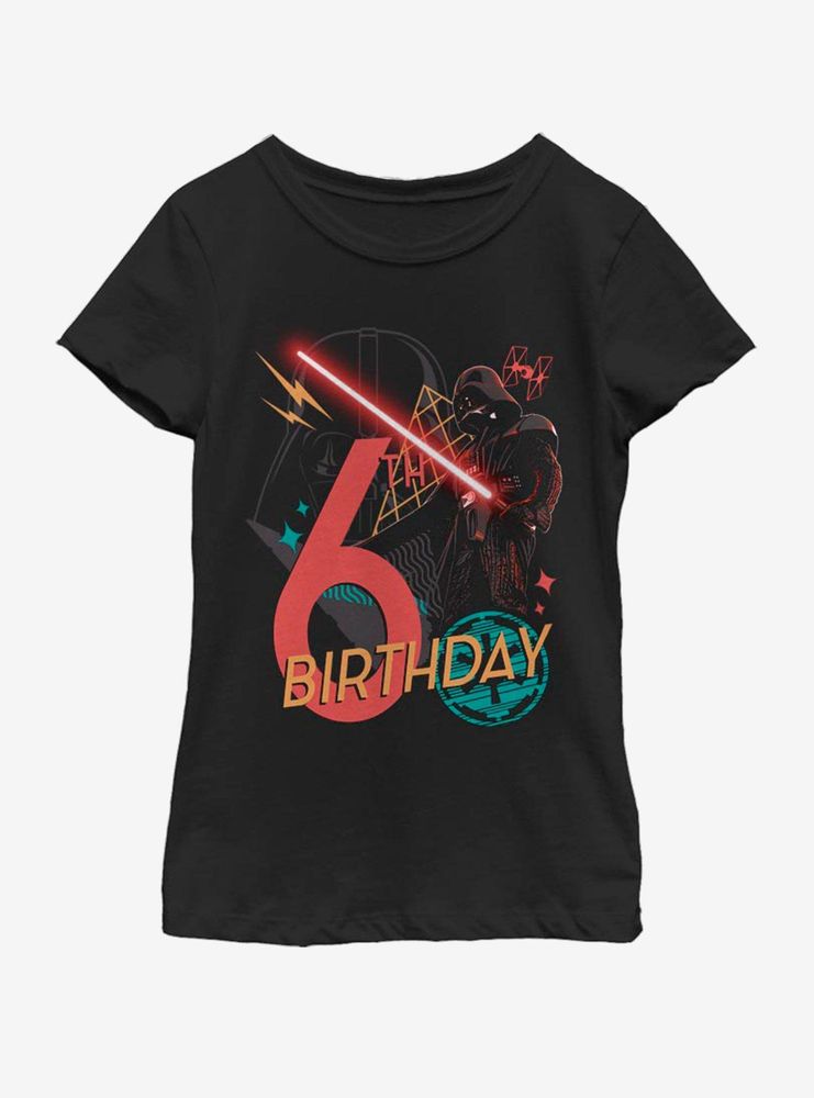 Star Wars Vader 6th Bday Youth Girls T-Shirt