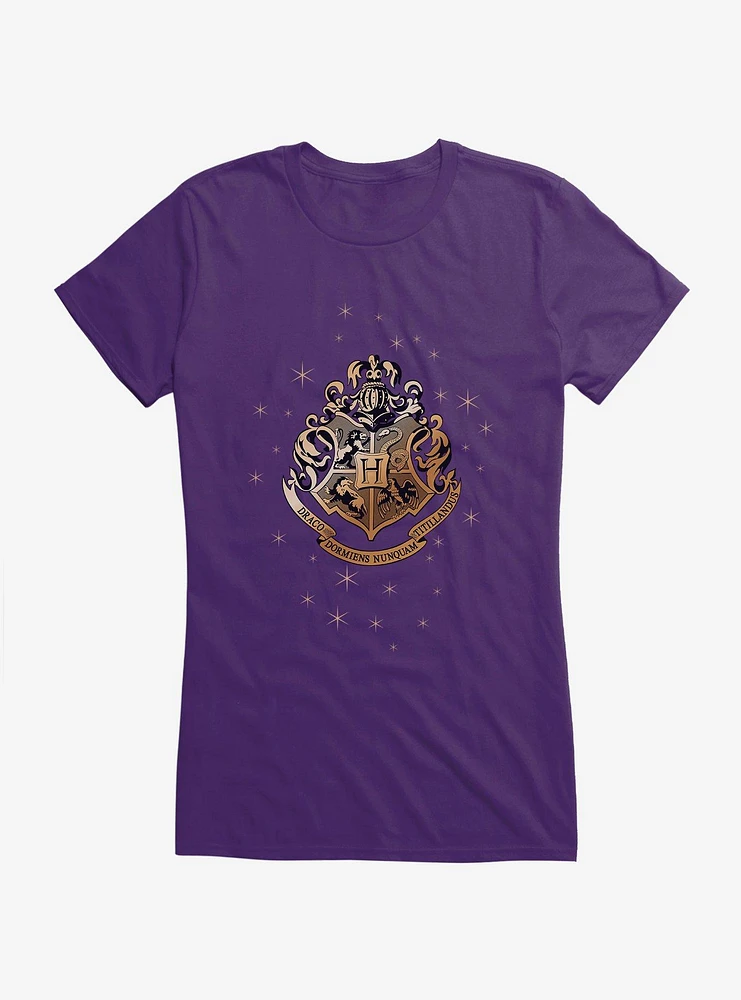 Harry Potter Hogwarts Emblem Glitter Girls T-Shirt