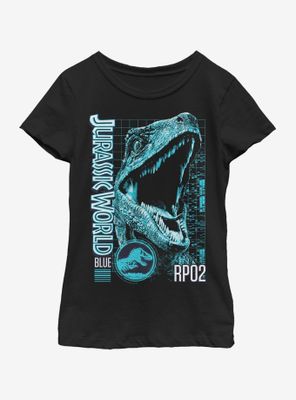 Jurassic World Blue Grid Youth Girls T-Shirt