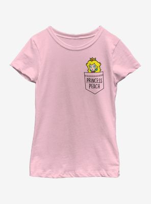 Nintendo Super Mario Faux Pocket Peach Youth Girls T-Shirt