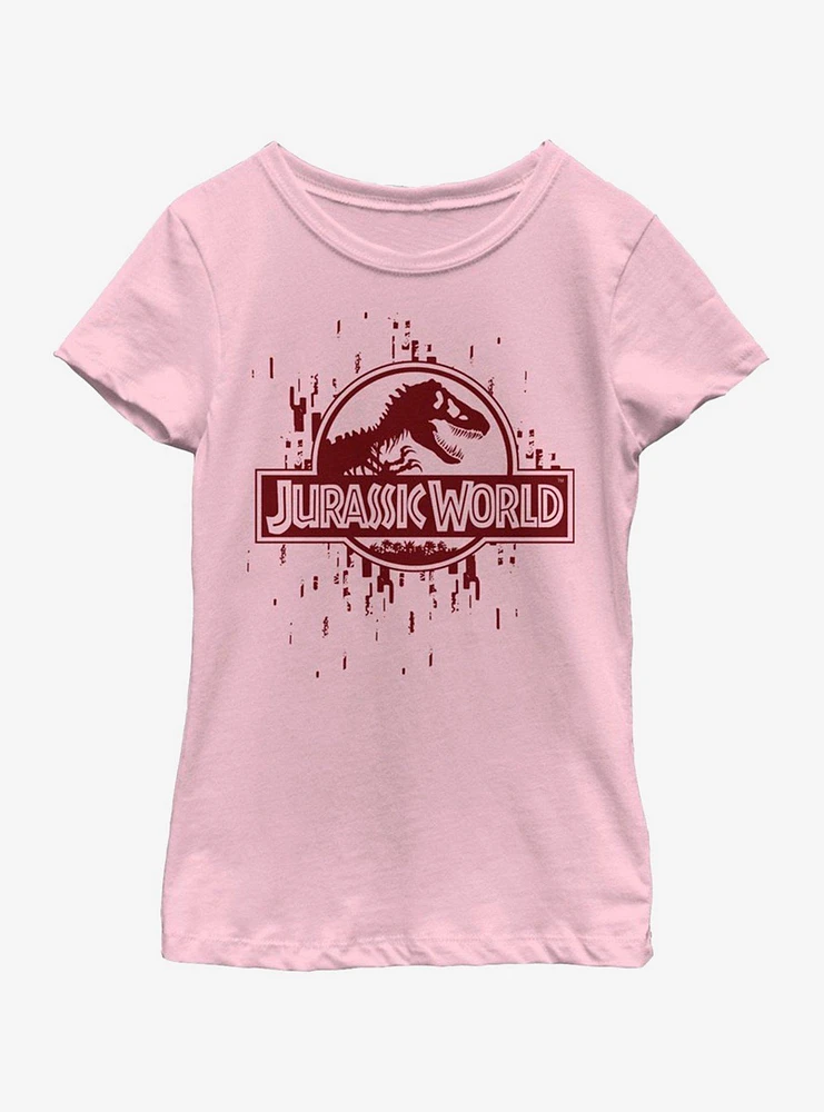 Jurassic World Glitchy Grid Youth Girls T-Shirt