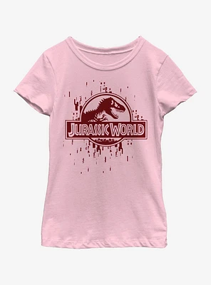 Jurassic World Glitchy Grid Youth Girls T-Shirt