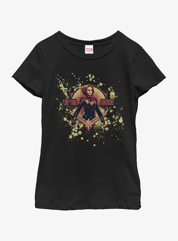Marvel Captain Splatter Grunge Logo Youth Girls T-Shirt