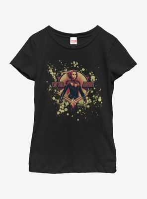 Marvel Captain Splatter Grunge Logo Youth Girls T-Shirt