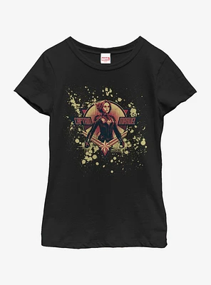 Marvel Captain Splatter Grunge Logo Youth Girls T-Shirt
