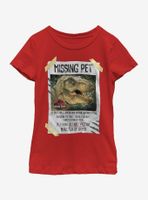 Jurassic Park Missing Pet Youth Girls T-Shirt