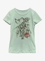 Jurassic Park Dino Retro Group Youth Girls T-Shirt