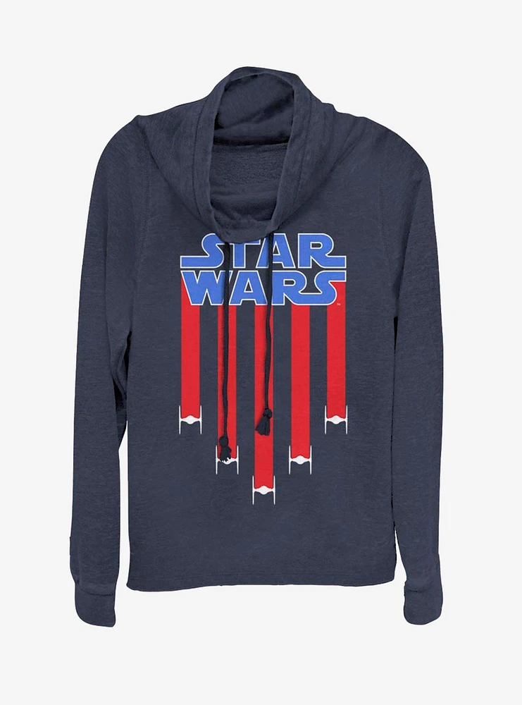 Star Wars Banner Girls Cowl Neck Long-Sleeve Top