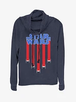 Star Wars Banner Girls Cowl Neck Long-Sleeve Top