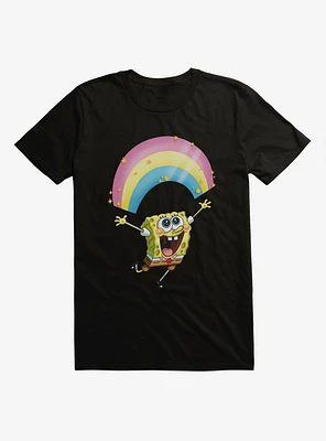SpongeBob SquarePants Chasing Sparkle Rainbows Black T-Shirt