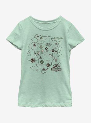 Jurassic Park Map Youth Girls T-Shirt