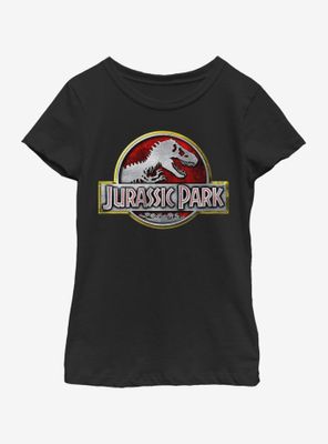 Jurassic Park Chrome Logo Youth Girls T-Shirt