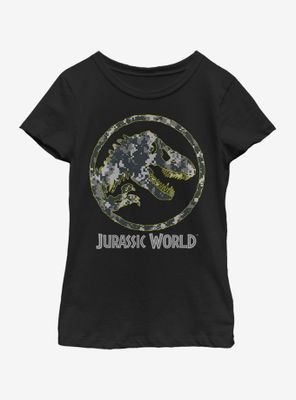 Jurassic Park Camo Yellow Dino Youth Girls T-Shirt
