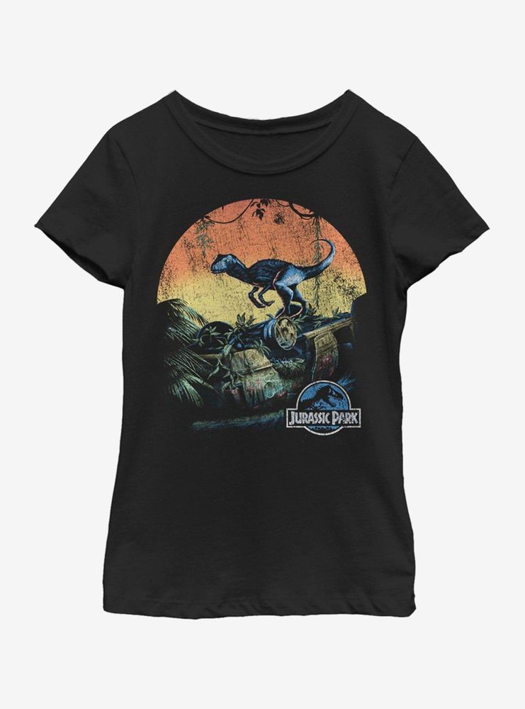 Jurassic Park Raptor Sunset Youth Girls T-Shirt