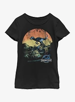 Jurassic Park Raptor Sunset Youth Girls T-Shirt