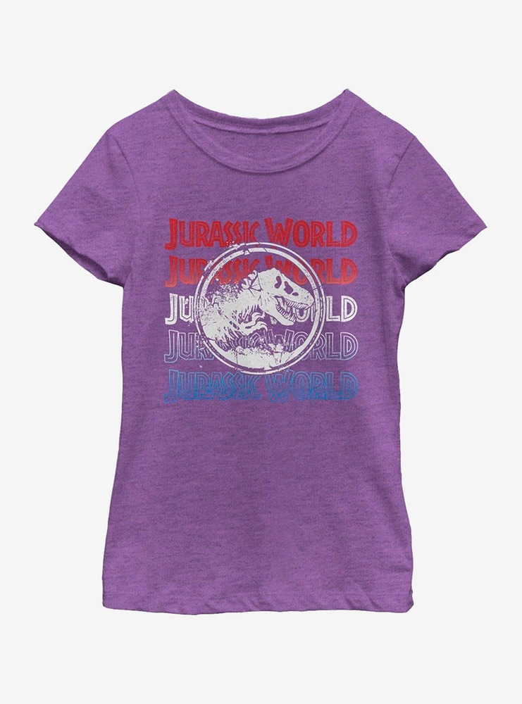Jurassic World Logo Repeat Youth Girls T-Shirt