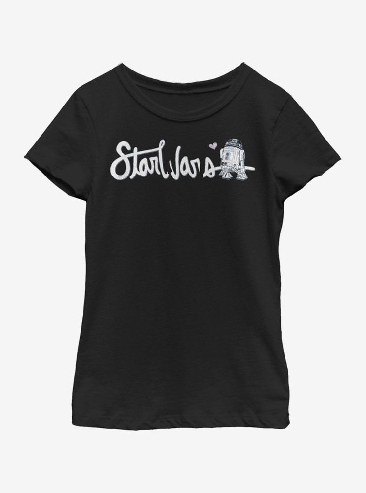 Star Wars Cursive R2 Youth Girls T-Shirt