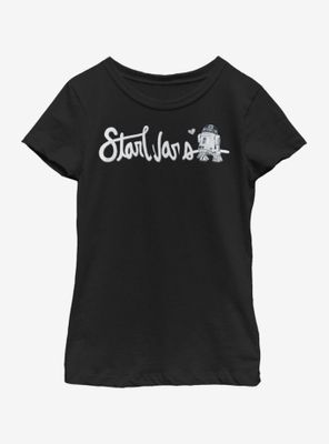 Star Wars Cursive R2 Youth Girls T-Shirt