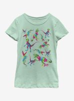 Jurassic Park Colorful Dino Toss Youth Girls T-Shirt