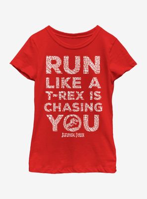 Jurassic Park T-Rex Chase Solid Youth Girls T-Shirt