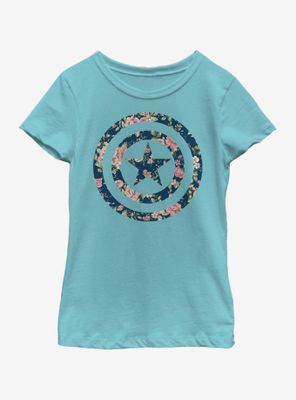 Marvel Captain America Floral Youth Girls T-Shirt