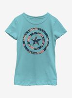 Marvel Captain America Floral Youth Girls T-Shirt