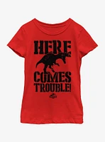Jurassic Park Dino Trouble Youth Girls T-Shirt