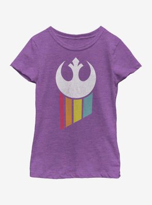 Star Wars Rainbow Rebel Logo Youth Girls T-Shirt