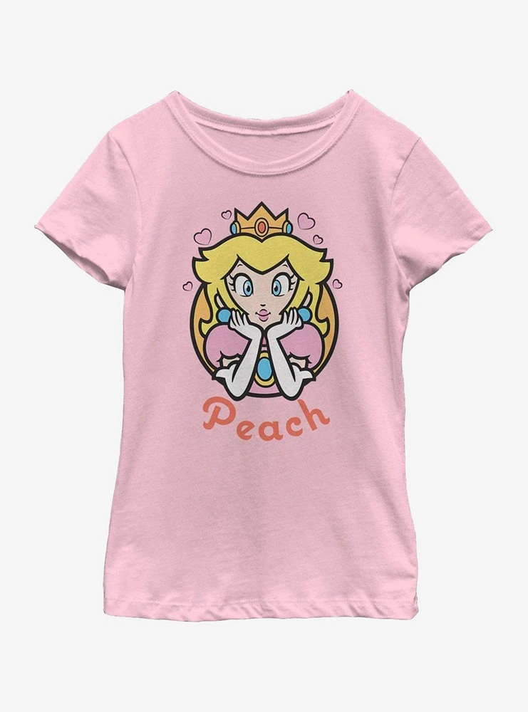 Nintendo Super Mario Peach Hearts 77 Youth Girls T-Shirt